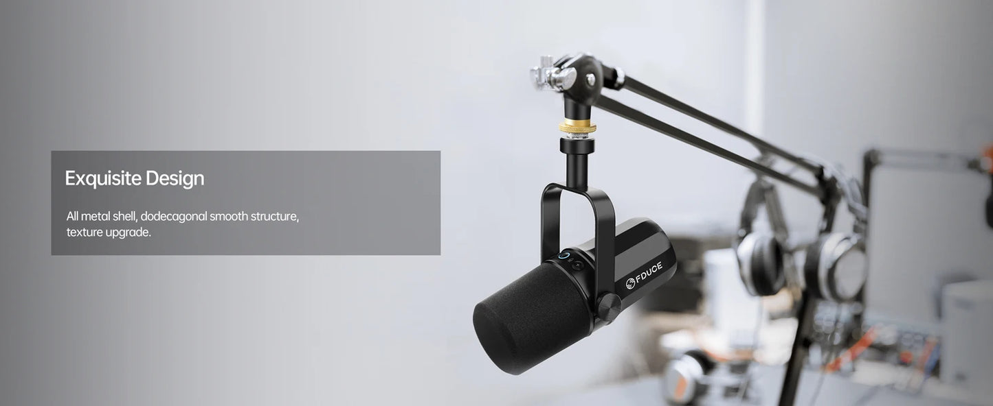 Microfone Dinâmico FDUCE SL40X/SL40 USB/XLR com Saída para Headset e Isolamento de Som - Ideal para Podcasts, Jogos e Transmissões Ao Vivo