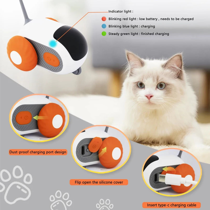 Brinquedo Interativo para Gatos - Carro de Controle Remoto com Rato Automático para Animais de Estimação