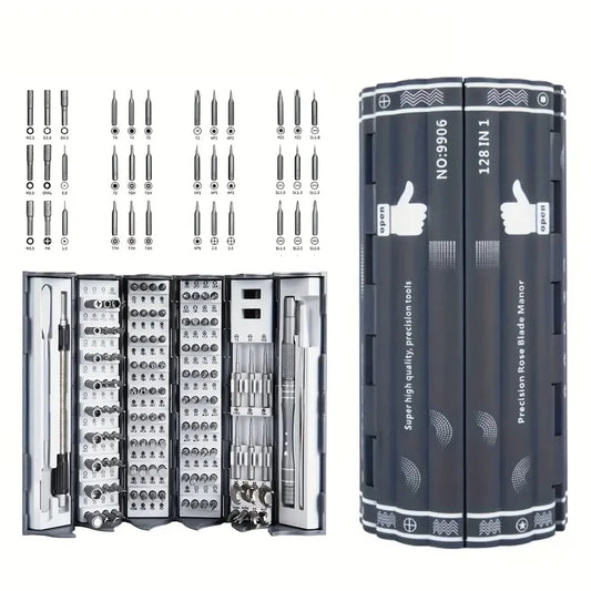 Kit Chave de Precisão 128 em 1 – Solução Profissional para Reparos!
