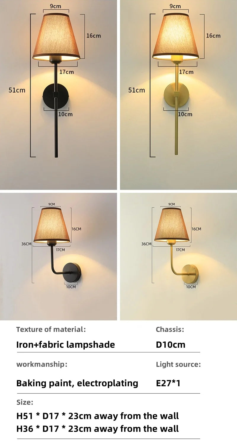 Luminária de Parede LED Americana E27 - Estilo Retrô para Quarto, Corredor e Banheiro