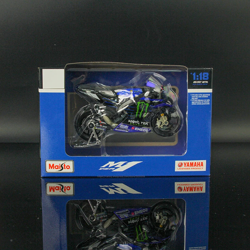 🏍️ Miniatura Moto Yamaha Factory Racing Team 2022 1:18 Maisto – Modelos #21 Morbidelli e #20 Quartararo (Diecast)