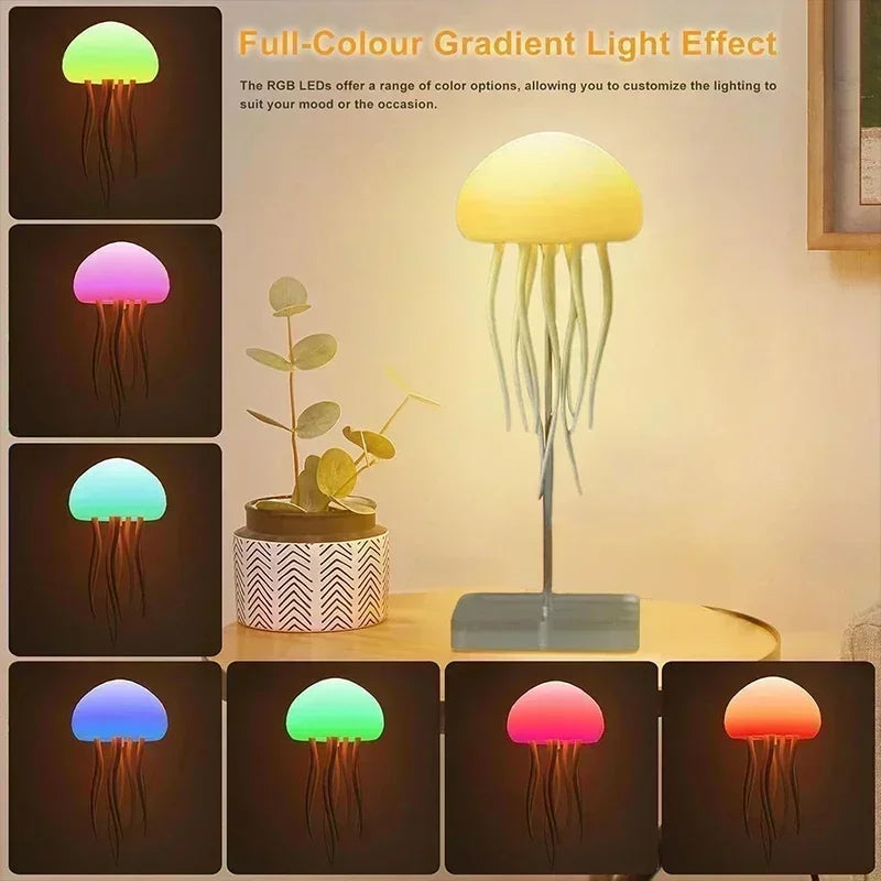 Luminária Noturna de Água-viva Dançante RGB - Controle por Voz e Carregamento Tipo-C!