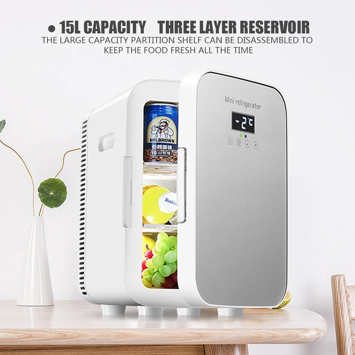 Mini Geladeira Portátil OUTMIX 15L – Refrigeração e Aquecimento para Carro e Casa | Bivolt DC 12-24V / AC 220V