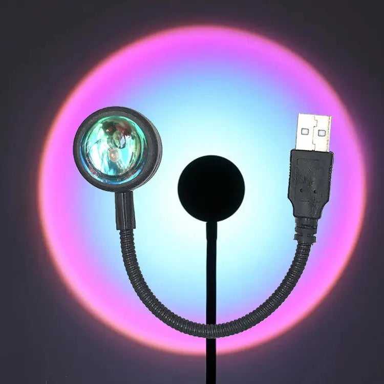 Lâmpada de Pôr do Sol USB - Iluminação LED Arco-Íris para Decoração de Ambiente