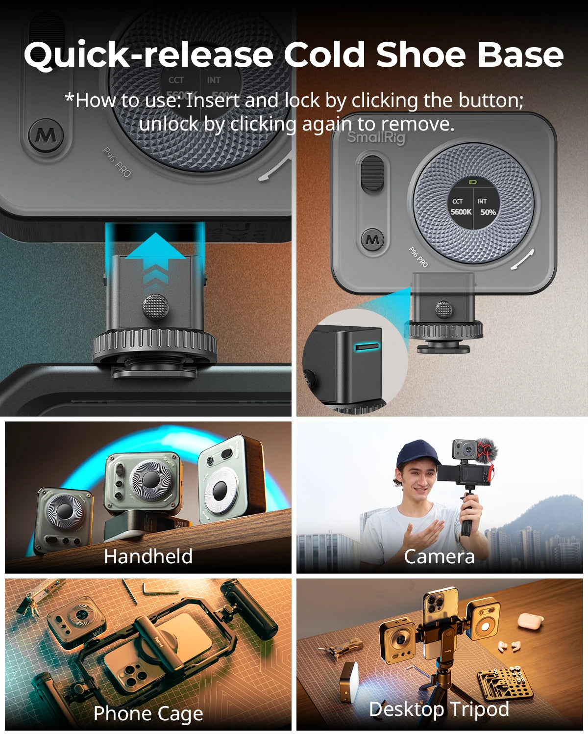 Mini Luz de Vídeo LED SmallRig Vibe P96 Pro - Iluminação Profissional para Fotografia e Vlogging!