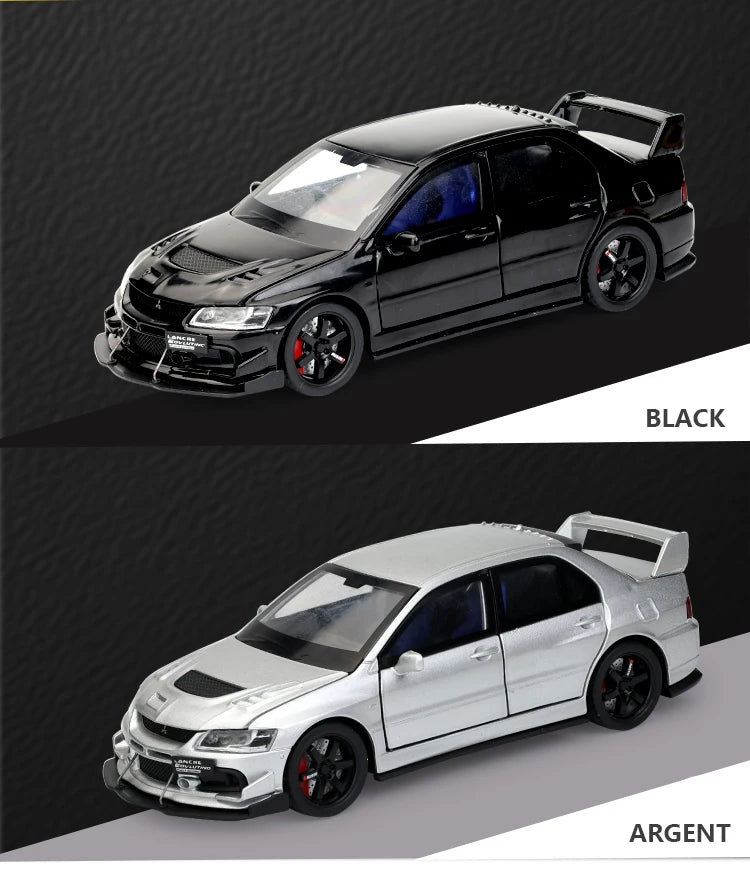 🏎️ Miniatura Mitsubishi Lancer Evolution IX 1:32 Maisto – Supercarro JDM com Luz, Som e Volante à Direita (Diecast)