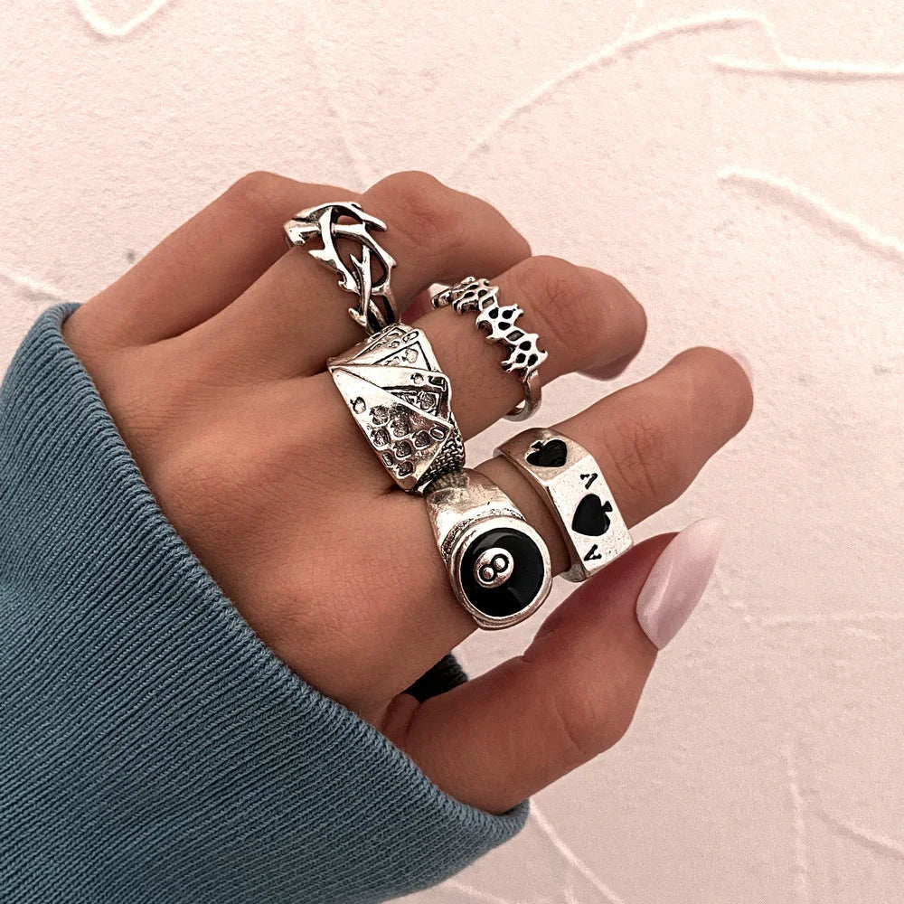 Conjunto de Anéis Góticos Punk - Estilo Vintage