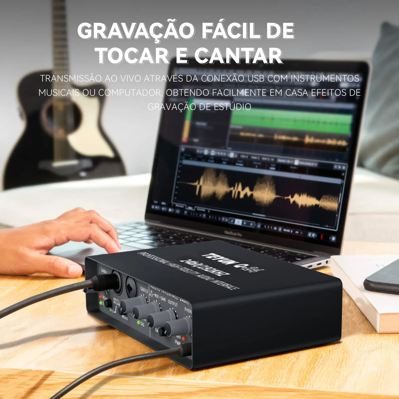 TEYUN Professional Sound Card Audio Mixer – Mixer de Áudio para Estúdio e Gravação ao Vivo