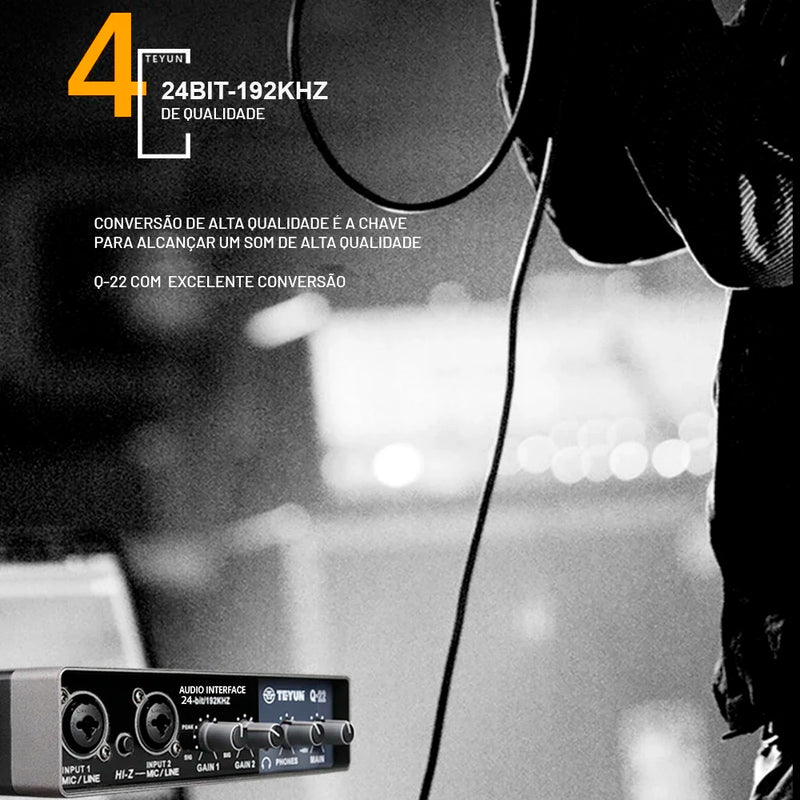 TEYUN Professional Sound Card Audio Mixer – Mixer de Áudio para Estúdio e Gravação ao Vivo