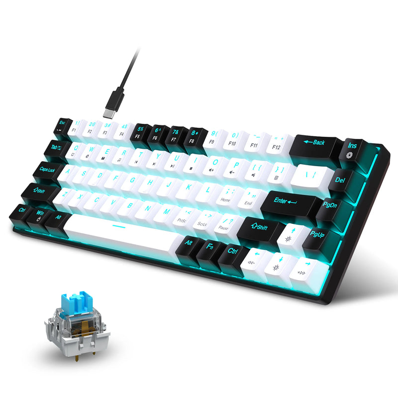 Teclado Mecânico 68 Teclas RGB – Switch Azul, Hot Swappable, Ergonômico para Jogos e Escritório