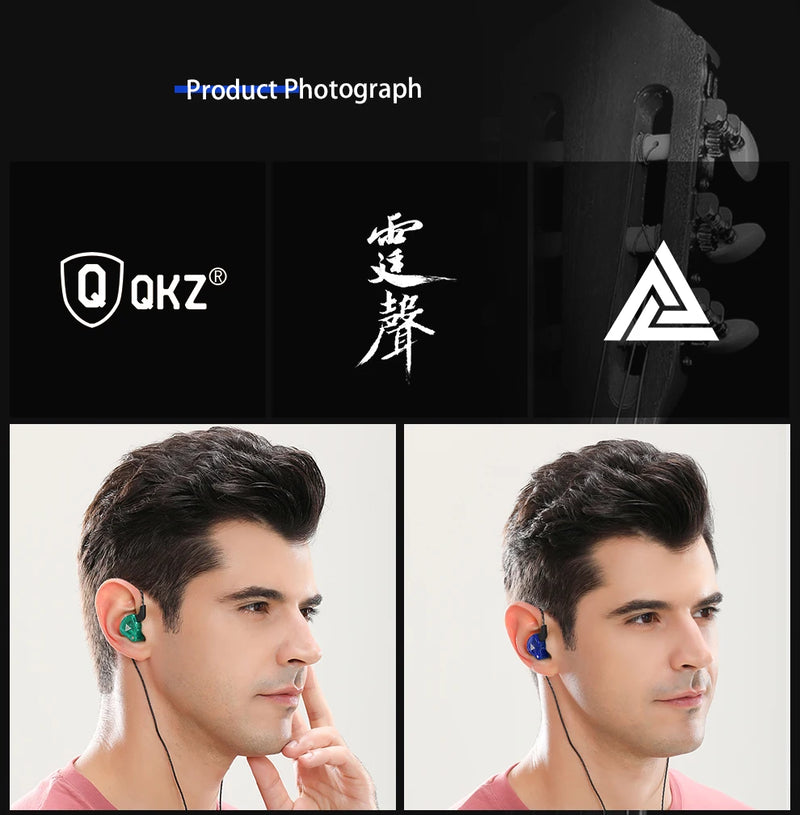 Fone de Ouvido Original QKZ AK6 com 6 Drivers Dinâmicos e Microfone - Headphone Estéreo Esportivo HIFI com Subwoofer e Monitor de Áudio