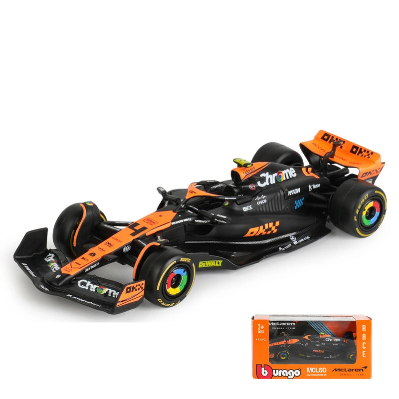 🏁 Miniatura F1 McLaren MCL38 Bburago 1:43 – Edição Miami & Mônaco GP 2024 (Diecast Colecionável)