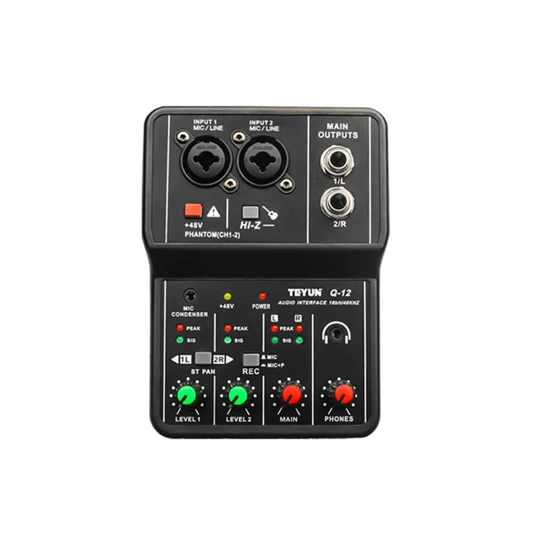 TEYUN Professional Sound Card Audio Mixer – Mixer de Áudio para Estúdio e Gravação ao Vivo
