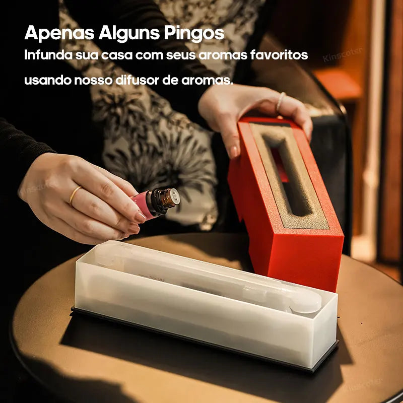 Difusor de Aroma KINSCOTER Flame - Umidificador de Ar Ultrassônico com Luz LED e Óleos Essenciais