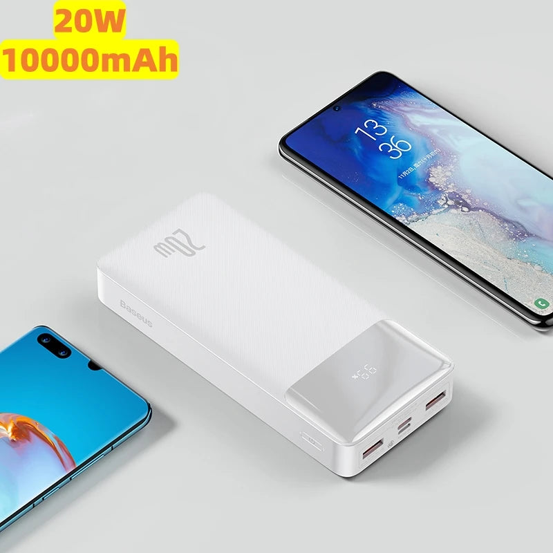 Baseus 30000mAh Power Bank Portable Charger External Battery Fast Charging Pack Powerbank For POCO Xiaomi mi PoverBank