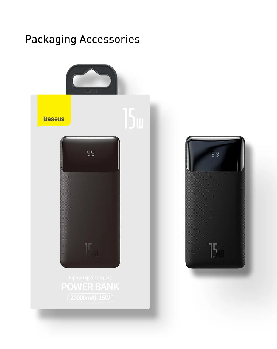 Baseus 30000mAh Power Bank Portable Charger External Battery Fast Charging Pack Powerbank For POCO Xiaomi mi PoverBank