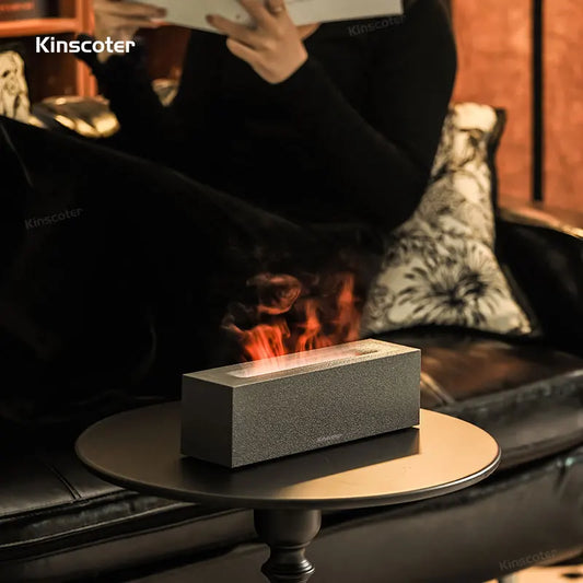 Difusor de Aroma KINSCOTER Flame - Umidificador de Ar Ultrassônico com Luz LED e Óleos Essenciais