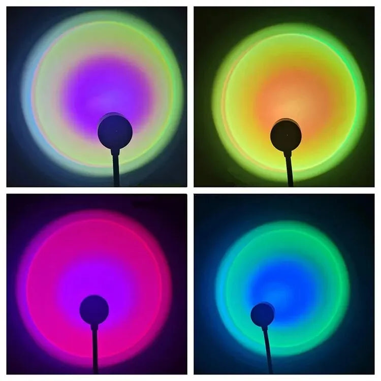 Lâmpada de Pôr do Sol USB - Iluminação LED Arco-Íris para Decoração de Ambiente