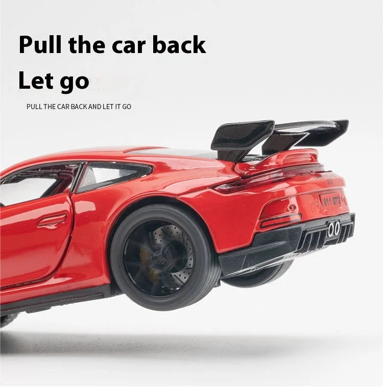 🏎️ Miniatura Porsche 911 GT3 RS 1:32 – Carro Esportivo de Liga Metálica com Som e Luz | Modelo Colecionável | Presente Infantil e Adulto