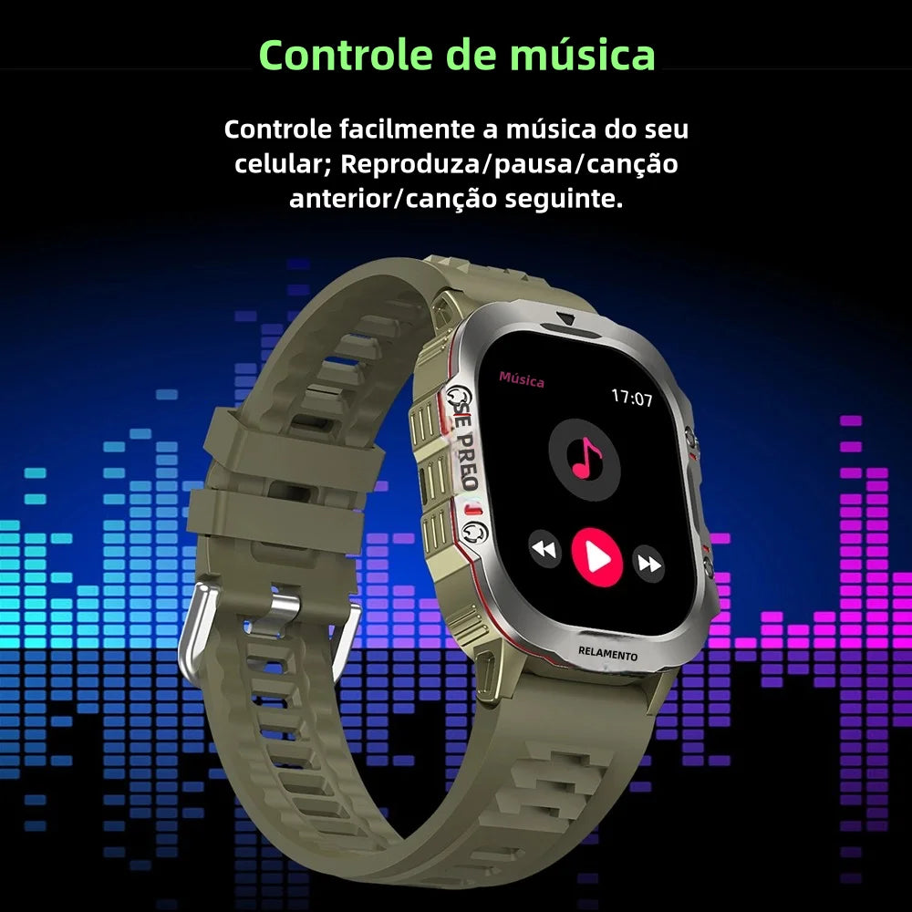 Smartwatch Esportivo 2.01" com Monitor de Saúde e Chamadas Bluetooth