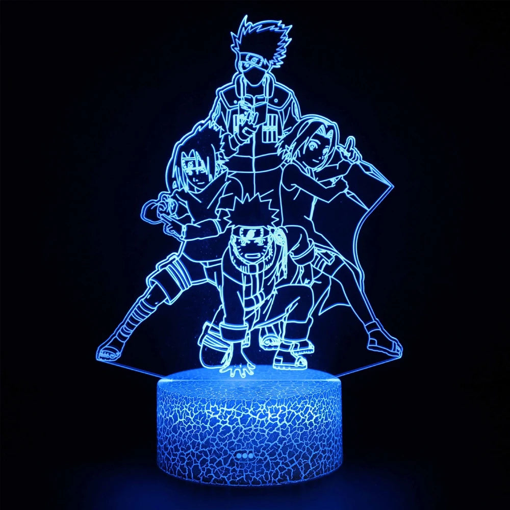 Lâmpada LED Naruto Uzumaki 3D - Akatsuki, Kakashi Hatake e Itachi Uchiha