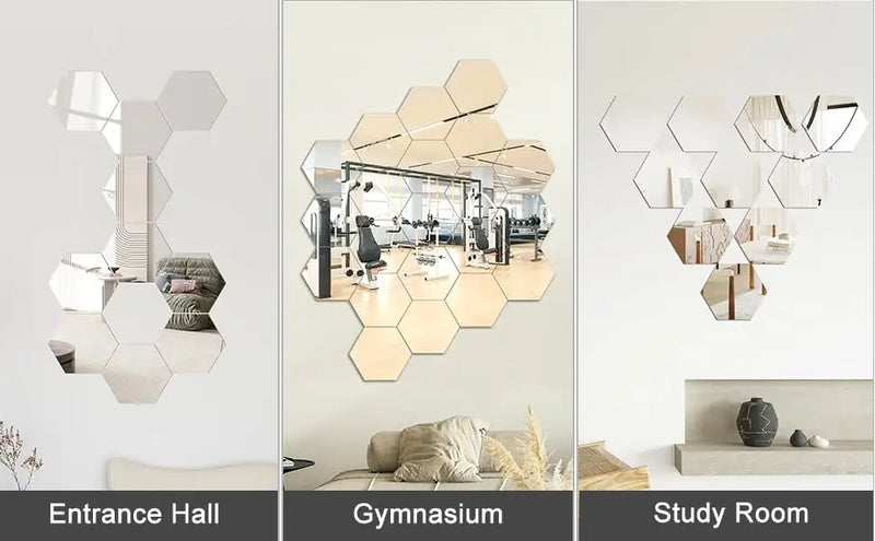 Adesivo de Espelho 3D Hexagonal para Parede - Decoração Moderna e Personalizada