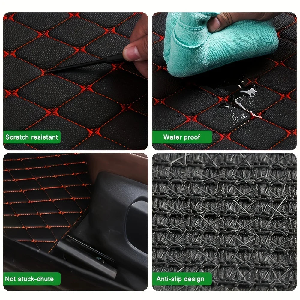 Kit com 5 Tapetes de Carro Universais em Couro Sintético – Impermeáveis, Elegantes e de Alta Proteção