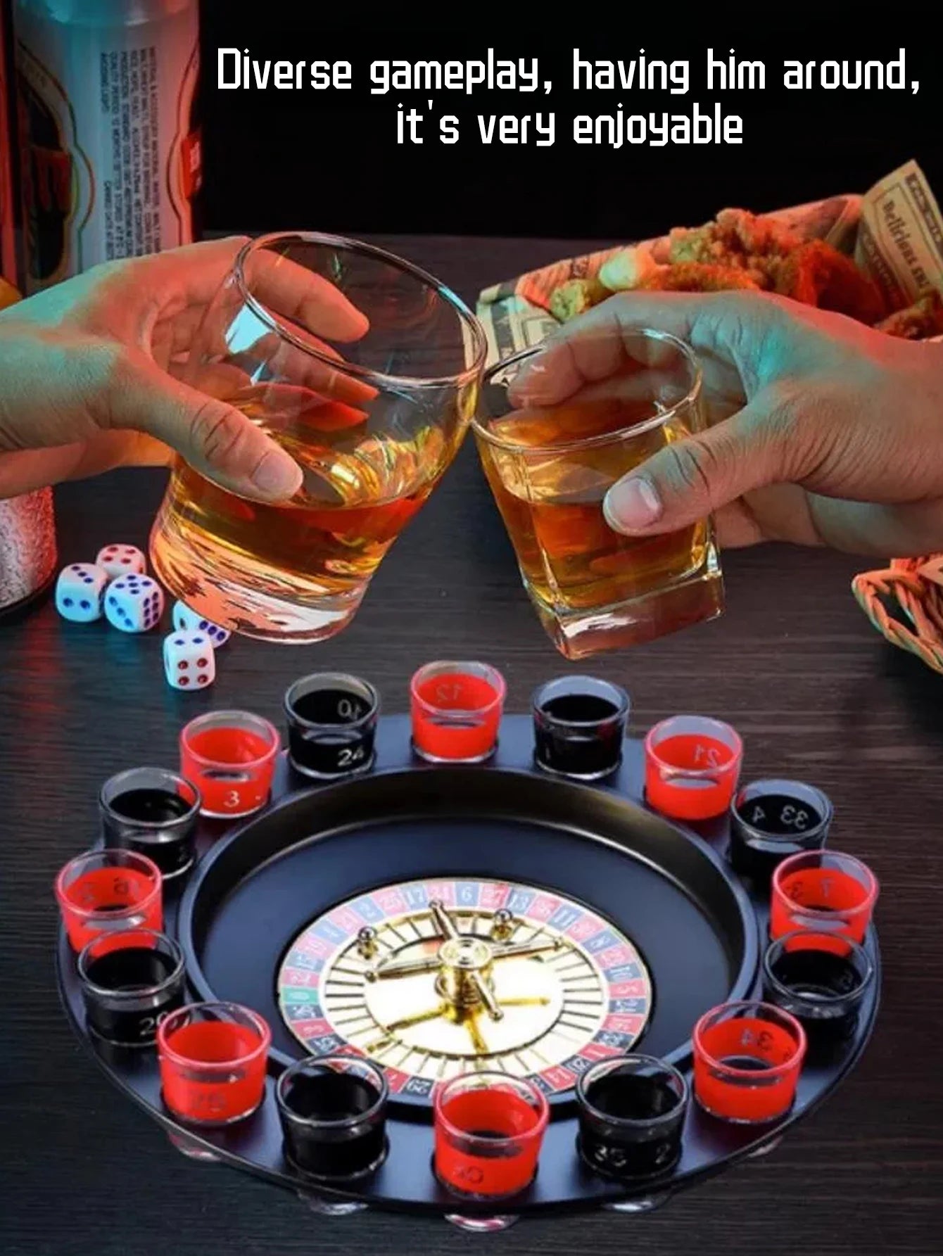 Jogo de Roleta de Bebida Russa – 16 Copos de Shot