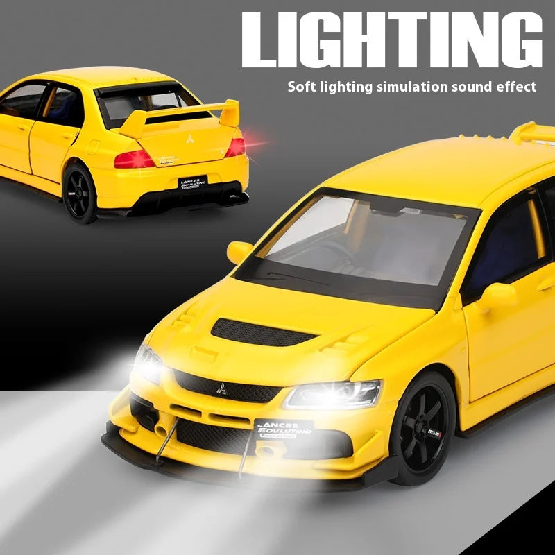 🏎️ Miniatura Mitsubishi Lancer Evolution IX 1:32 Maisto – Supercarro JDM com Luz, Som e Volante à Direita (Diecast)