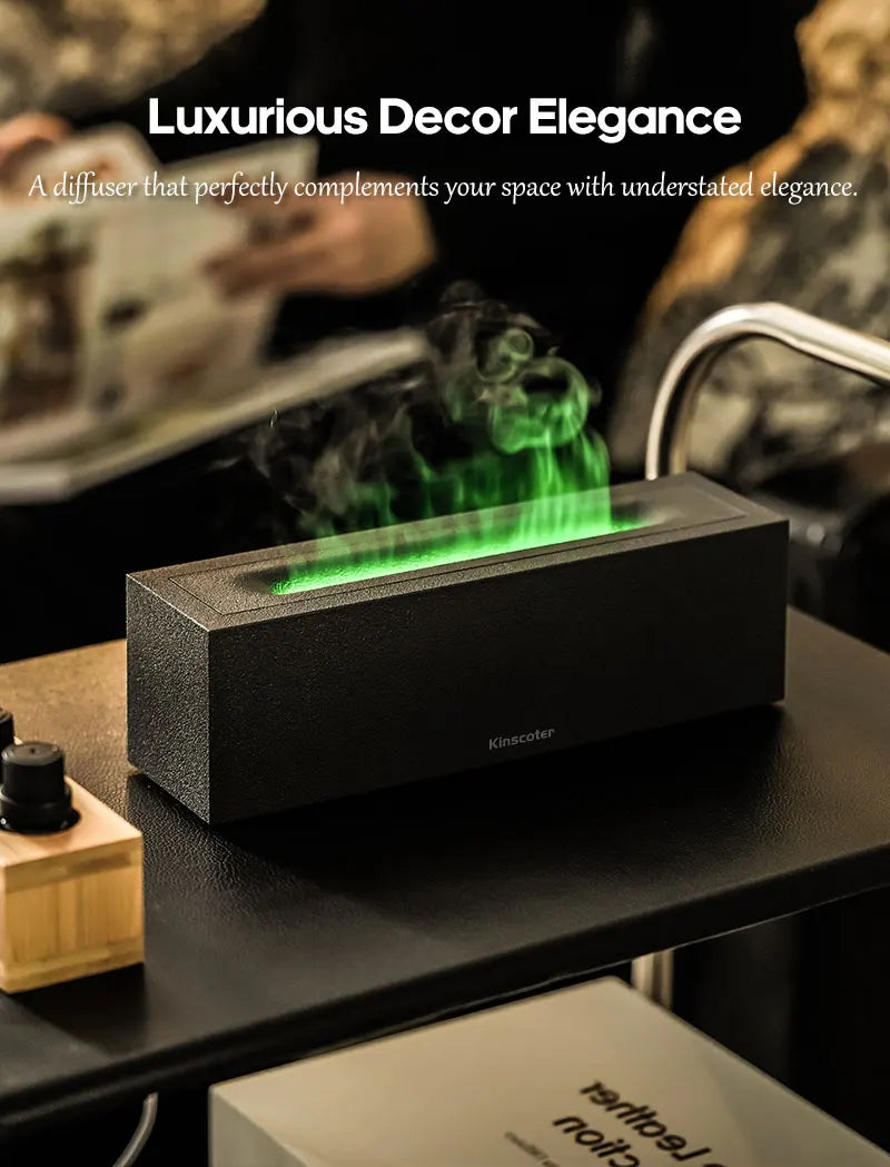 Difusor de Aroma KINSCOTER Flame - Umidificador de Ar Ultrassônico com Luz LED e Óleos Essenciais