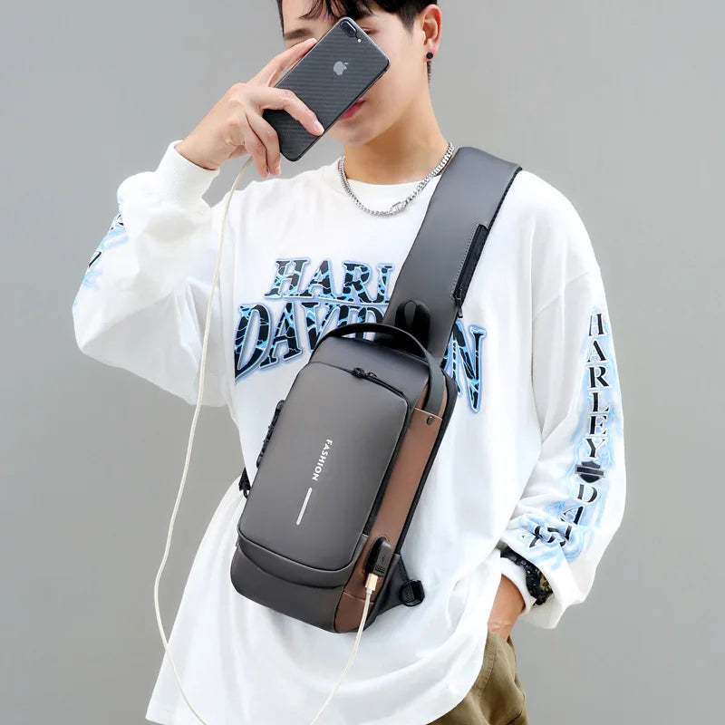 Bolsa Masculina Anti-Furto com Carregamento USB!