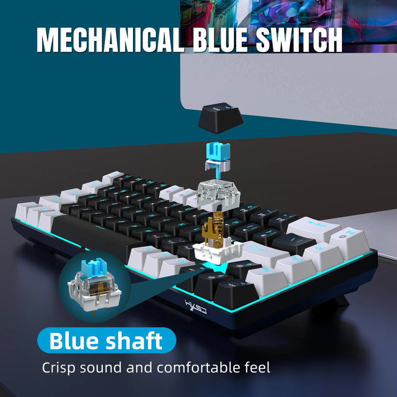 Teclado Mecânico 68 Teclas RGB – Switch Azul, Hot Swappable, Ergonômico para Jogos e Escritório