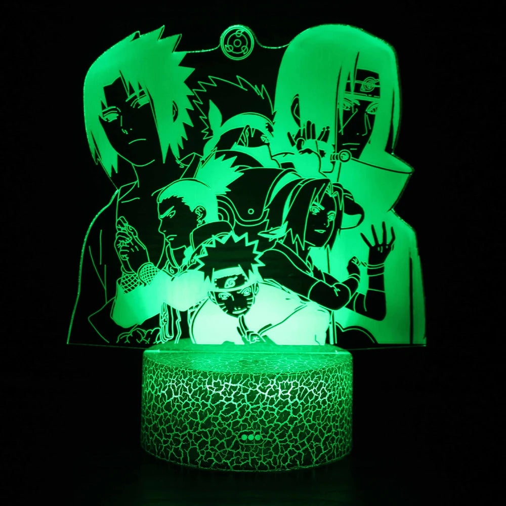 Lâmpada LED Naruto Uzumaki 3D - Akatsuki, Kakashi Hatake e Itachi Uchiha