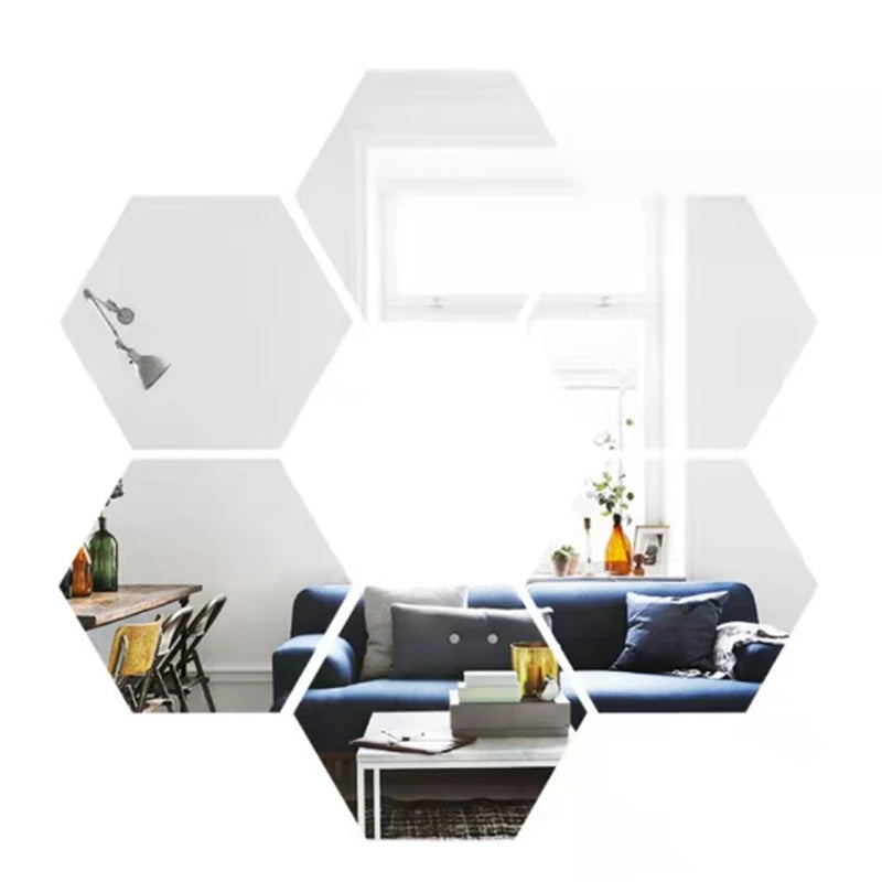 Adesivo de Espelho 3D Hexagonal para Parede - Decoração Moderna e Personalizada