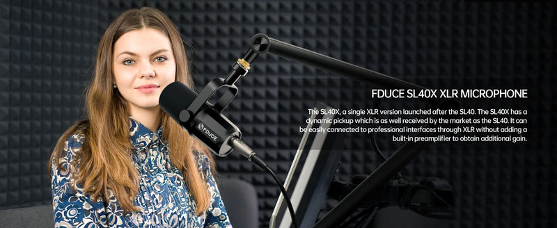 Microfone Dinâmico FDUCE SL40X/SL40 USB/XLR com Saída para Headset e Isolamento de Som - Ideal para Podcasts, Jogos e Transmissões Ao Vivo