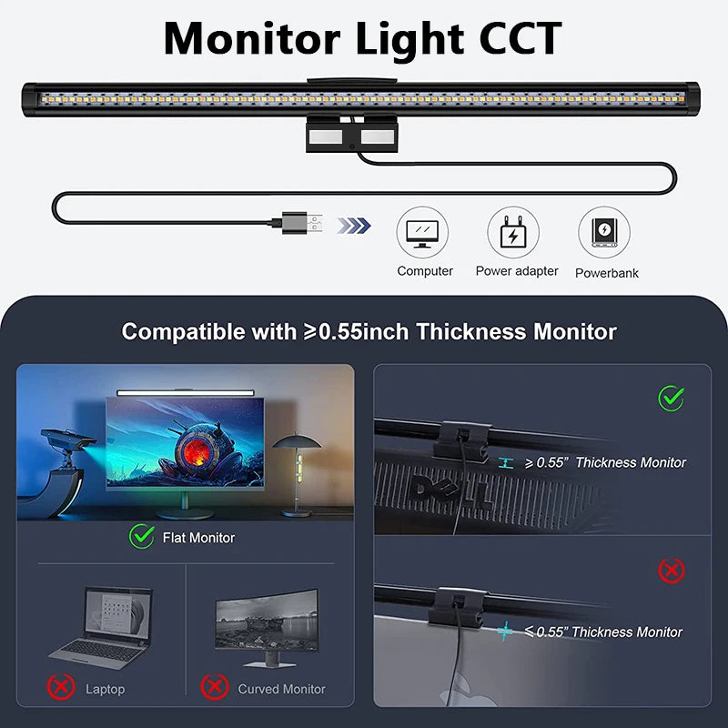 LED Monitor Light Bar for Computer Screen - RGB Atmosphere Table Lamp (44cm)