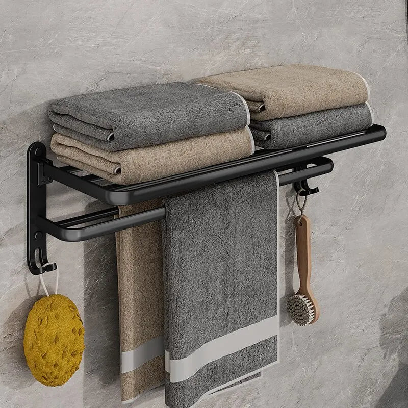 Suporte de Toalha Dobrável Preto Fosco - Elegância e Funcionalidade!
