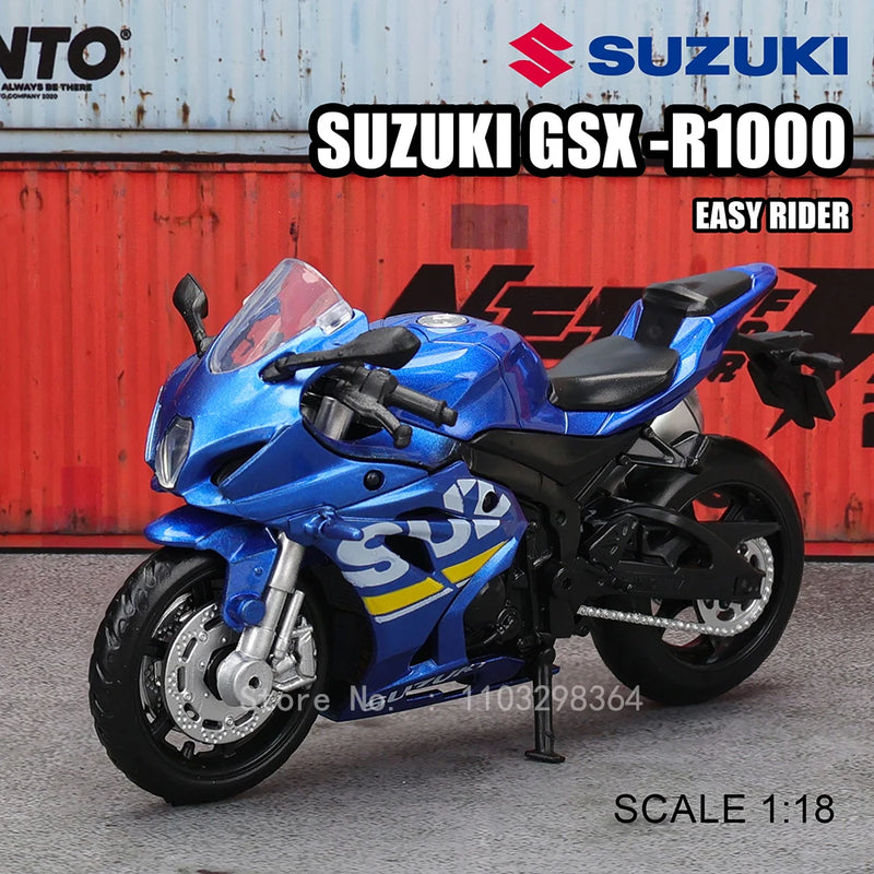 🏍️ Miniaturas de Motos Kawasaki Ninja H2R, Suzuki GSX-R1000 e Yamaha YZF-R1 1:18 MSZ – Modelos Estáticos Colecionáveis (Diecast)