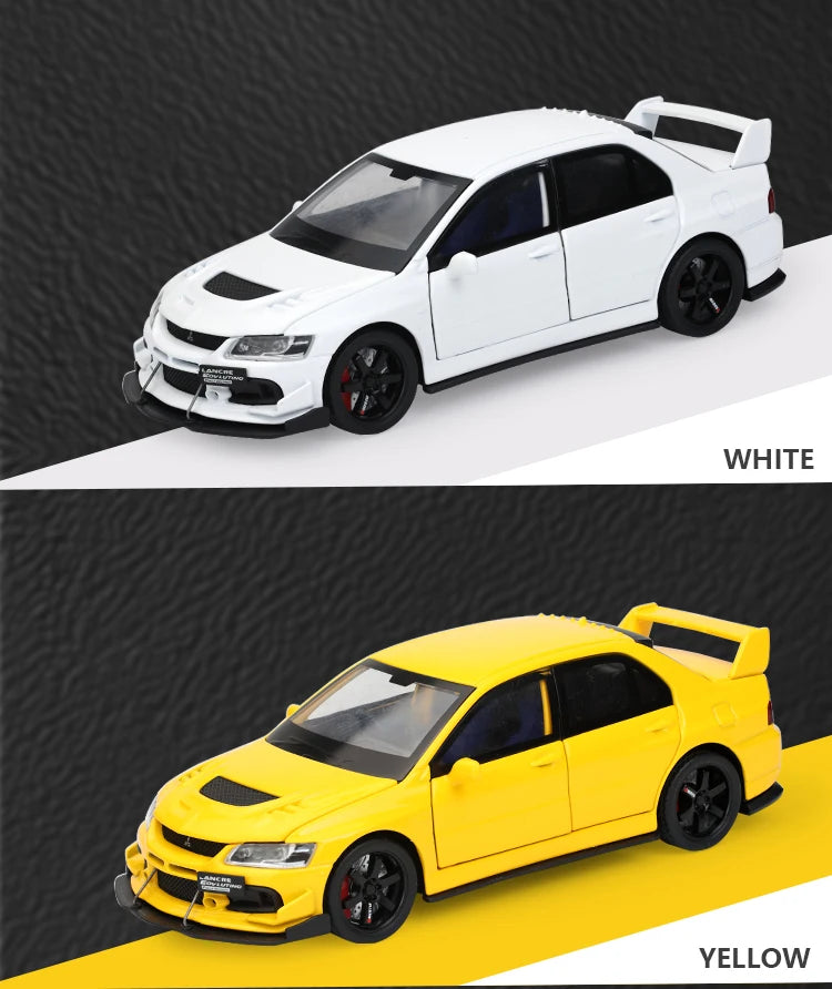 🏎️ Miniatura Mitsubishi Lancer Evolution IX 1:32 Maisto – Supercarro JDM com Luz, Som e Volante à Direita (Diecast)