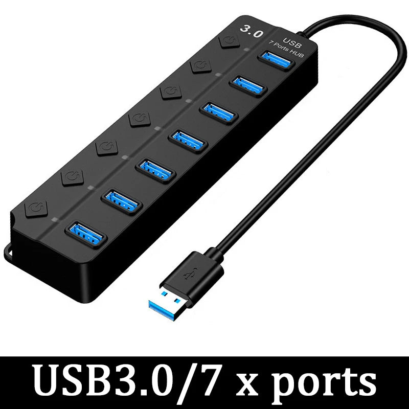 USB 3.0 Power Adapter 4/7 Port Multi USB Splitter Hub