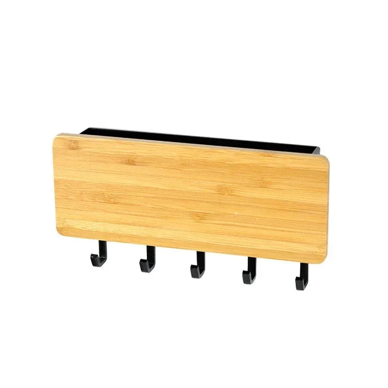 Porta-Chaves de Parede em Bambu com 6 Ganchos – Suporte Organizador Decorativo para Chaves, Casacos e Acessórios | Estilo e Funcionalidade no Seu Lar