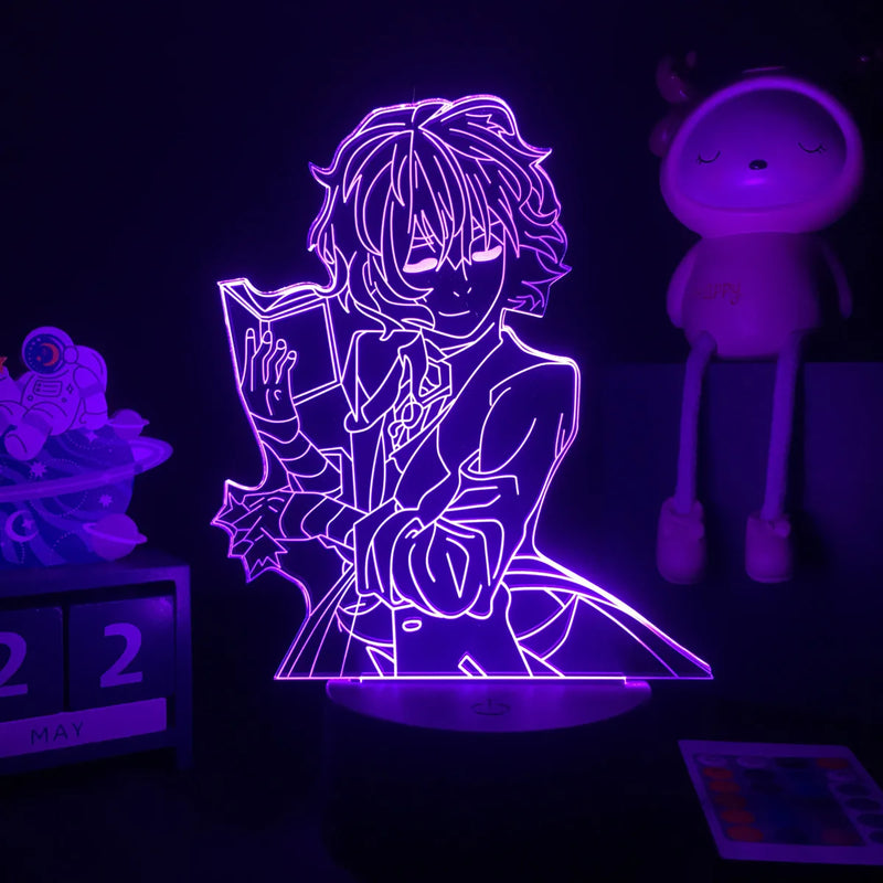 Luminária 3D LED Bungo Stray Dogs – Decoração Anime para Quarto, Presente Criativo