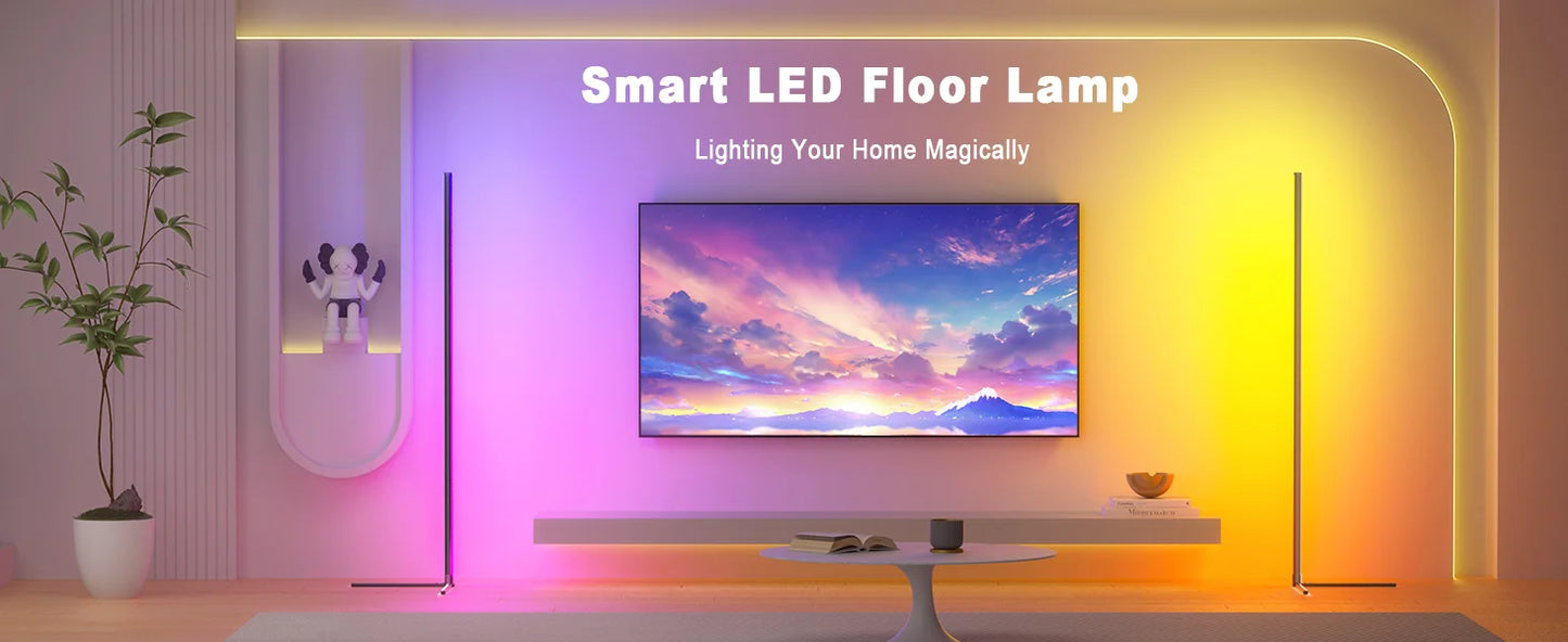 Lâmpada de Chão RGB Dream Color com Sincronização Musical – Mudança de Cor com 16 Milhões de Opções para Quarto e Sala de Estar