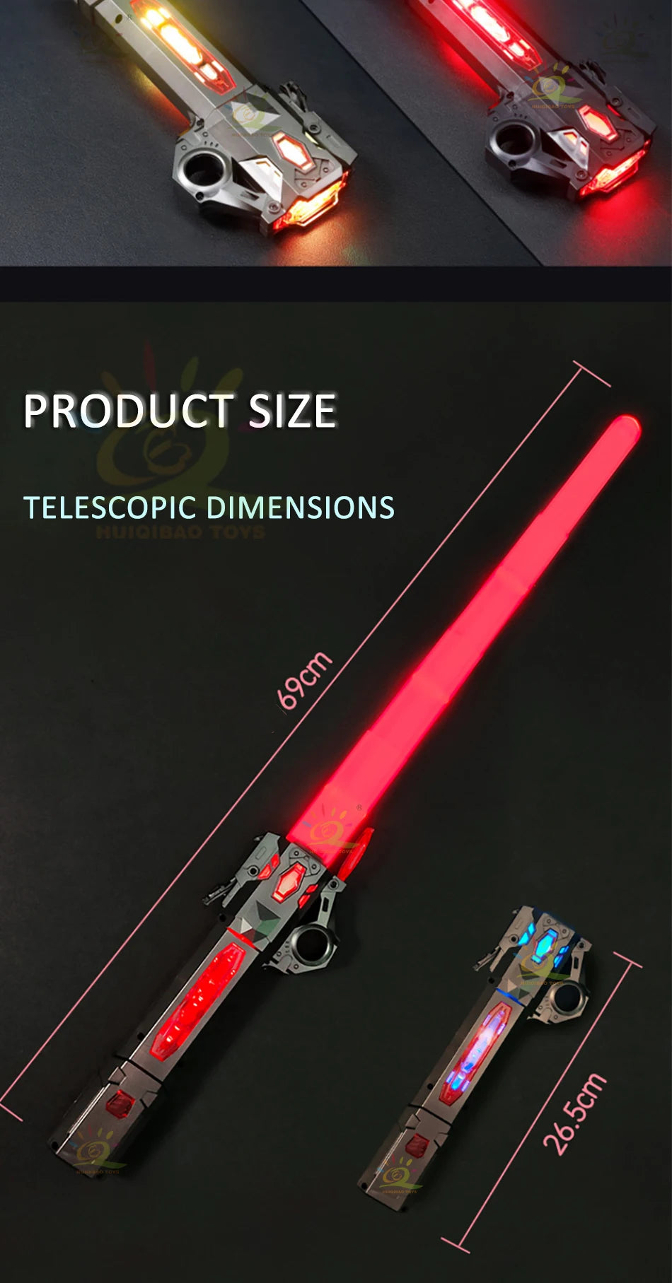 Sabre de Luz Retrátil com Efeitos Sonoros e Luminosos
