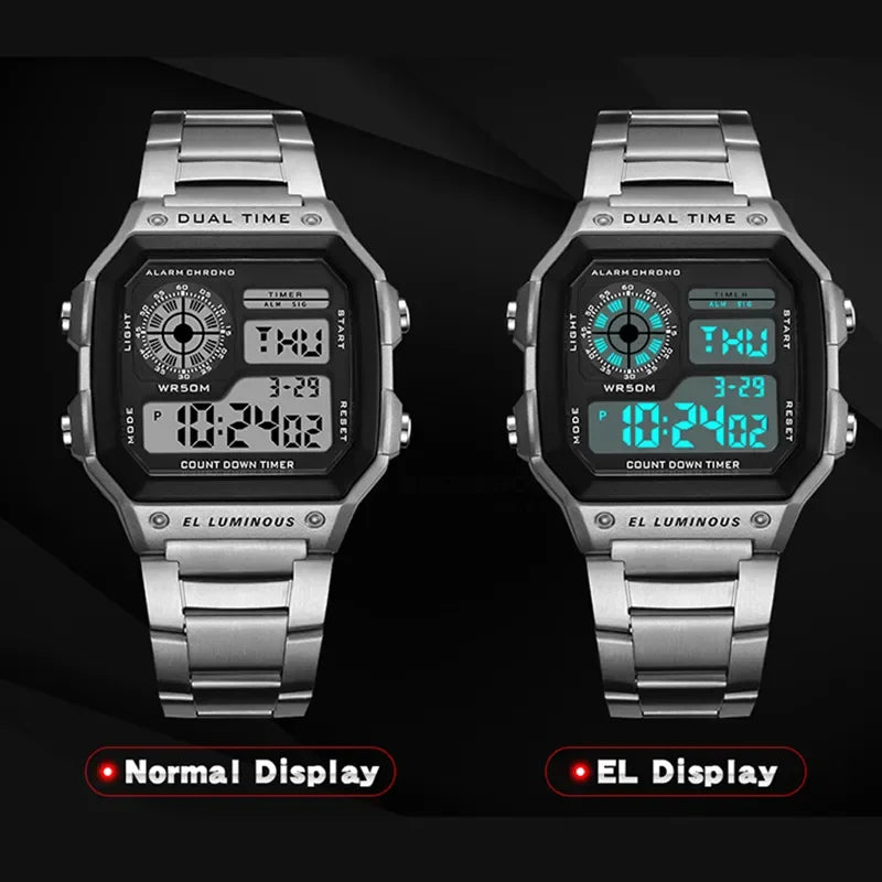 Relógio Esportivo Masculino YIKAZE Luxury Stainless Steel